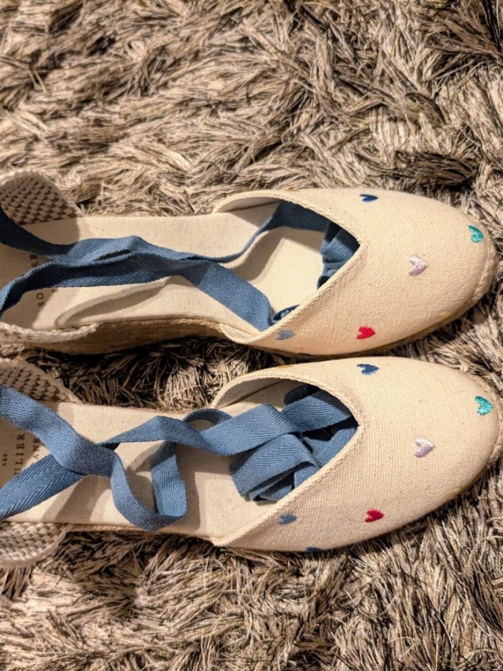 Sezane Diane Espadrilles Ecru Canvas Heart Embroidery US 8 NWOT LIMITED EDITION! - Picture 5 of 10